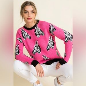 THML NWT pink zebra sweater. Size large